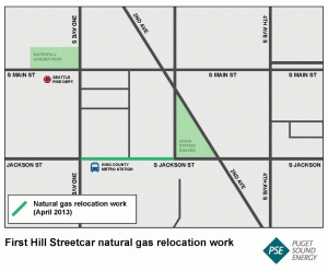 First Hill Streetcar Natural Gas Project Map